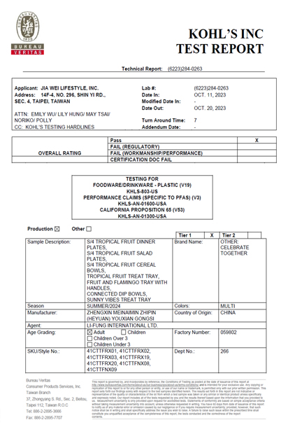  BUREAU VERITAS Technical Report: (6220)148-0161 +  Evaluation to CA Prop 65 